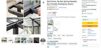 ZINUS Rumi 14in Easy SmartBase Mattress Foundation, Sturdy Metal Bed Frame, No Box Spring Needed, Eco Friendly Packaging, Queen