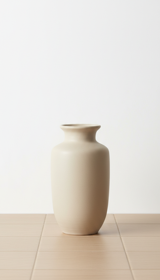 Oat beige ceramic vase