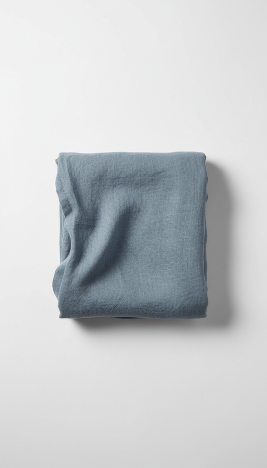 Slate blue linen throw